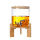 Glass Dispenser with Wooden Stand