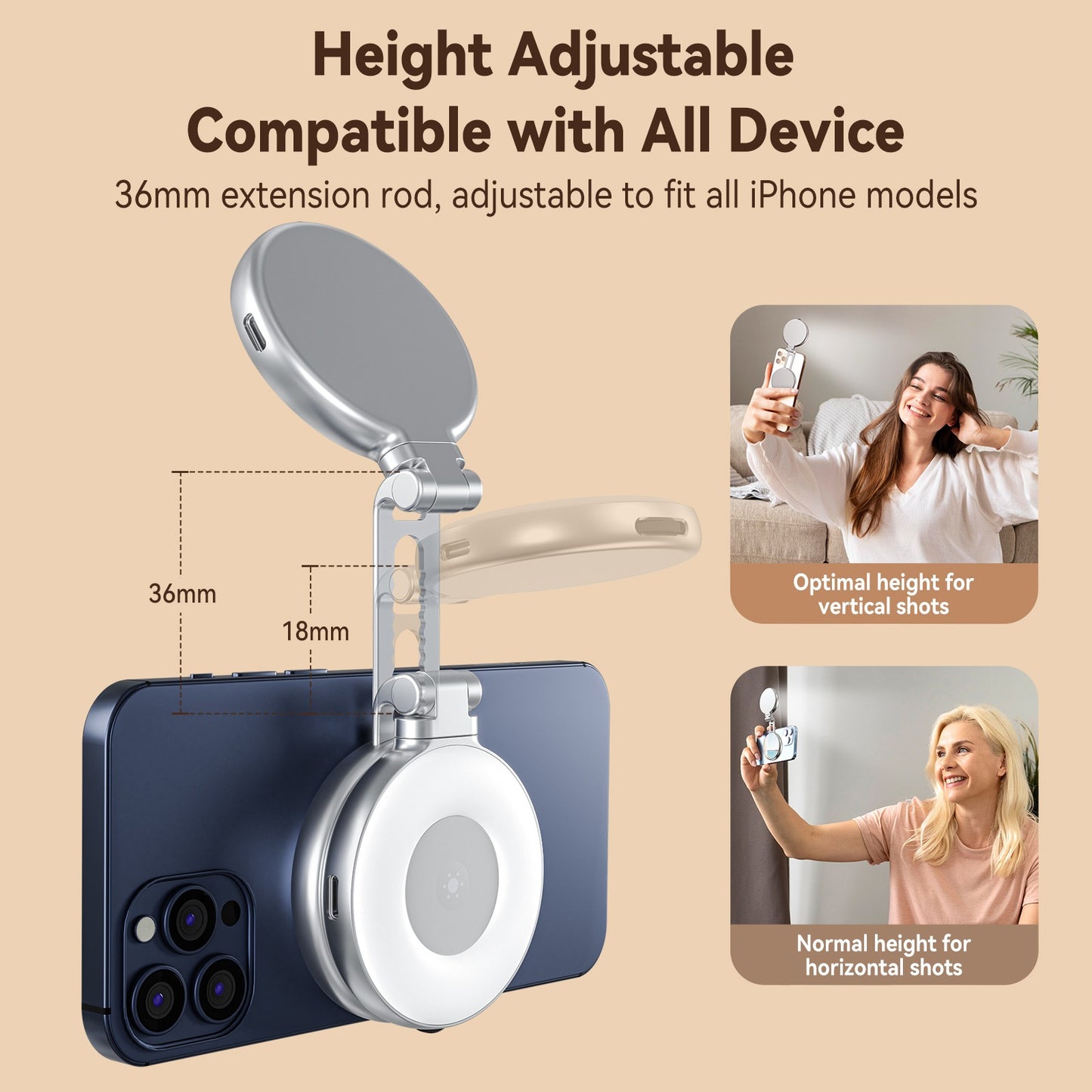 Magnetic LED Selfie Light for Smartphones & Laptops